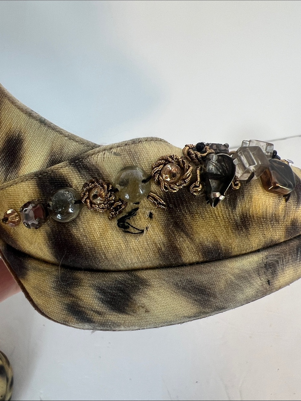 Oscar de la Renta Jeweled Slingback animal print Heels Vintage - Picture 14 of 14